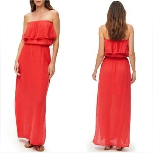MICHAEL STARS, TARA GAUZE STRAPLESS MAXI DRESS, Size Large
